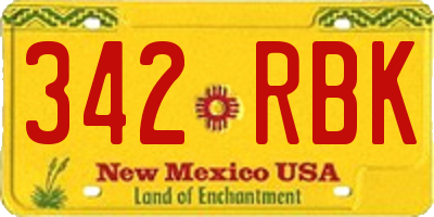 NM license plate 342RBK