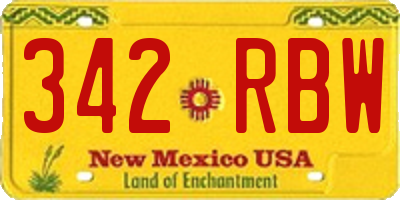 NM license plate 342RBW