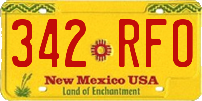 NM license plate 342RFO