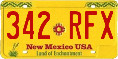NM license plate 342RFX