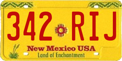 NM license plate 342RIJ