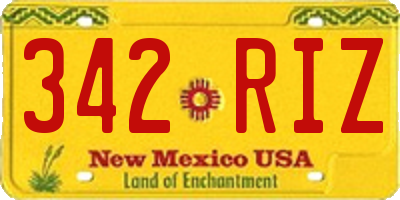 NM license plate 342RIZ