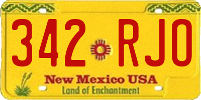 NM license plate 342RJO