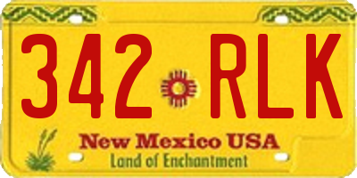 NM license plate 342RLK