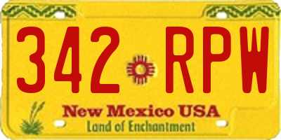 NM license plate 342RPW