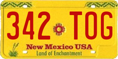NM license plate 342TOG