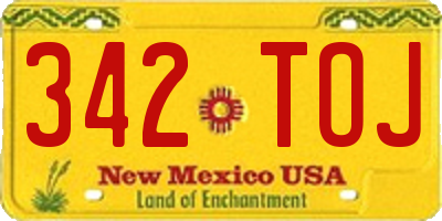 NM license plate 342TOJ
