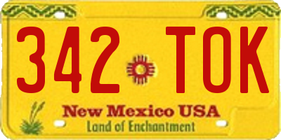 NM license plate 342TOK