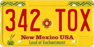 NM license plate 342TOX