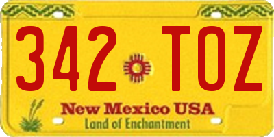 NM license plate 342TOZ