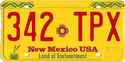 NM license plate 342TPX