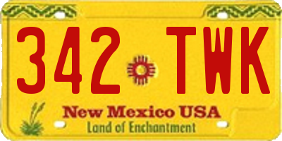 NM license plate 342TWK