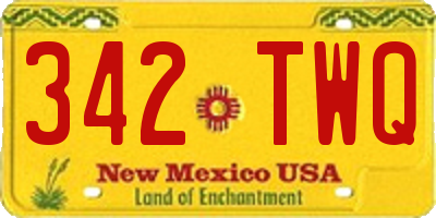NM license plate 342TWQ