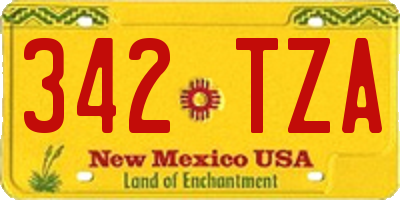 NM license plate 342TZA