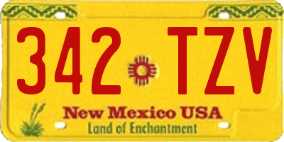 NM license plate 342TZV