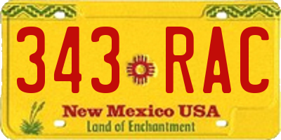 NM license plate 343RAC