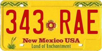 NM license plate 343RAE