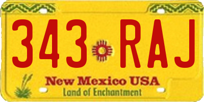 NM license plate 343RAJ