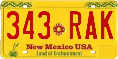 NM license plate 343RAK