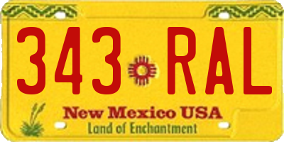 NM license plate 343RAL