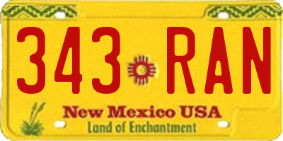 NM license plate 343RAN