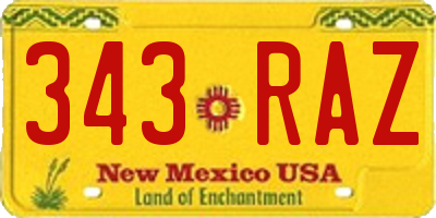 NM license plate 343RAZ