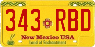 NM license plate 343RBD