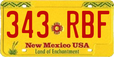 NM license plate 343RBF