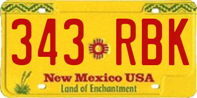 NM license plate 343RBK