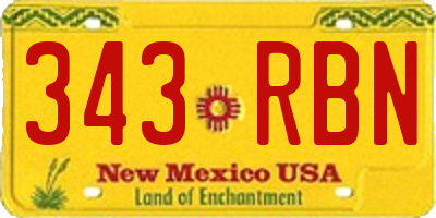 NM license plate 343RBN