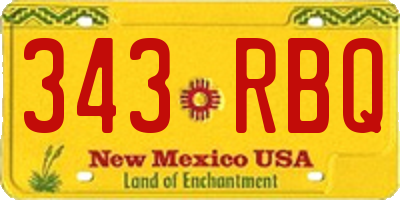 NM license plate 343RBQ