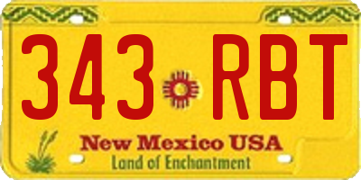 NM license plate 343RBT