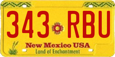 NM license plate 343RBU