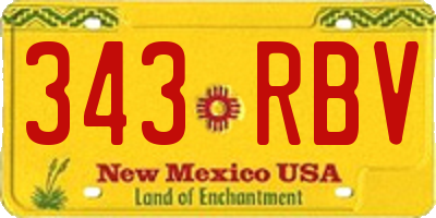 NM license plate 343RBV
