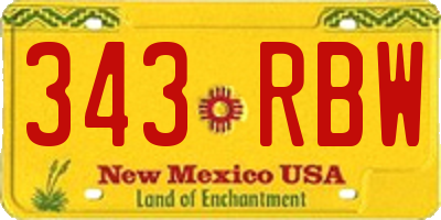 NM license plate 343RBW