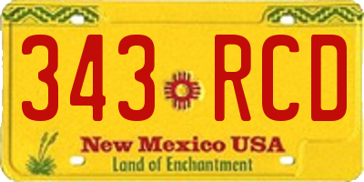 NM license plate 343RCD