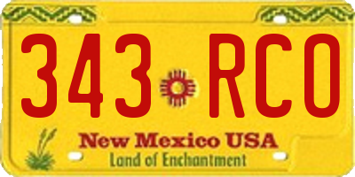 NM license plate 343RCO