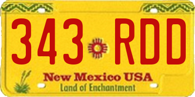 NM license plate 343RDD