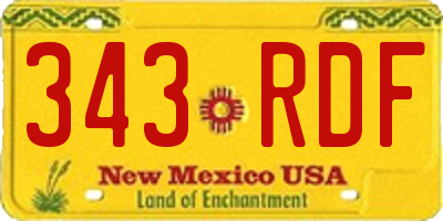 NM license plate 343RDF