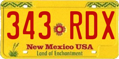NM license plate 343RDX