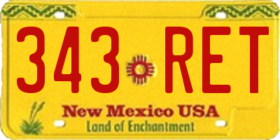 NM license plate 343RET