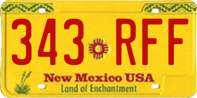 NM license plate 343RFF