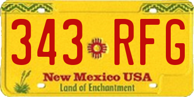 NM license plate 343RFG