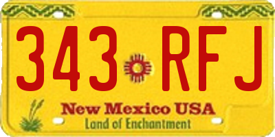 NM license plate 343RFJ