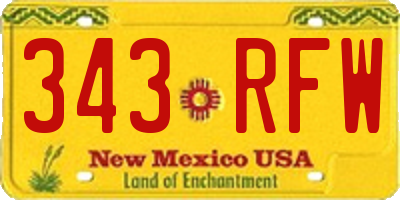 NM license plate 343RFW