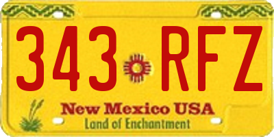 NM license plate 343RFZ