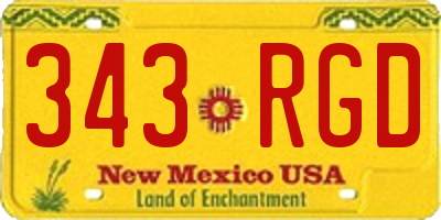 NM license plate 343RGD