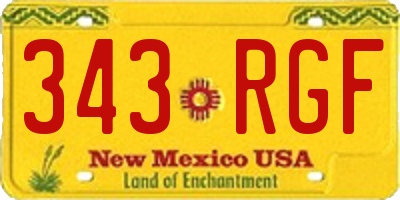NM license plate 343RGF