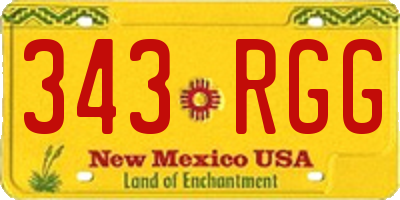 NM license plate 343RGG