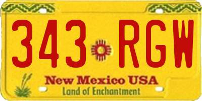NM license plate 343RGW